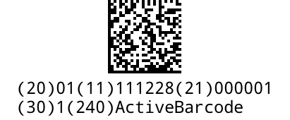 GS1-DataMatrix ActiveBarcode: GS1-DataMatrix