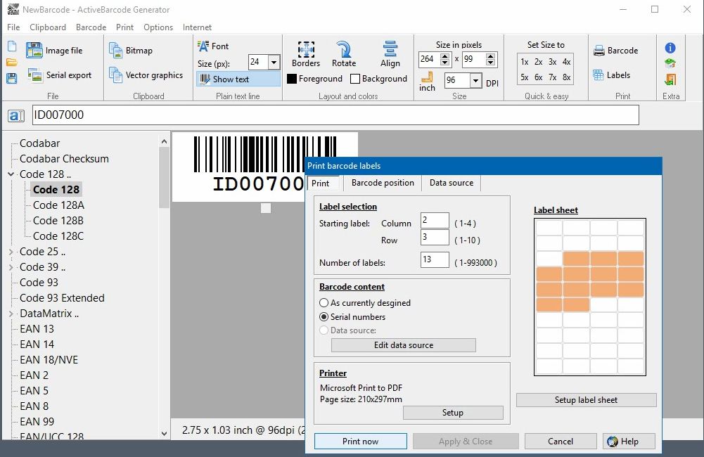 ActiveBarcode: Print barcode labels with the generator